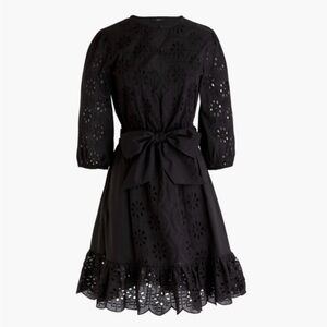 JCrew Tie-waist eyelet dress with scalloped trim Size Small